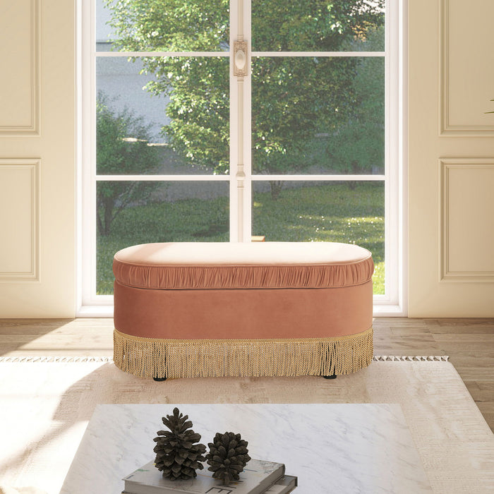 Serena - Contemporary Design Oval Storage Bench Ottoman