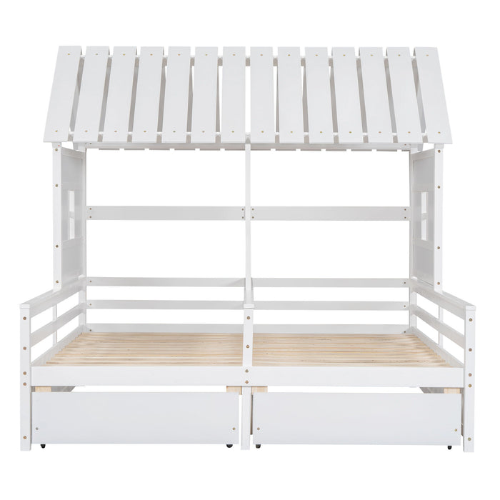 House Platform Beds With 2 Drawers, Side By Side Design