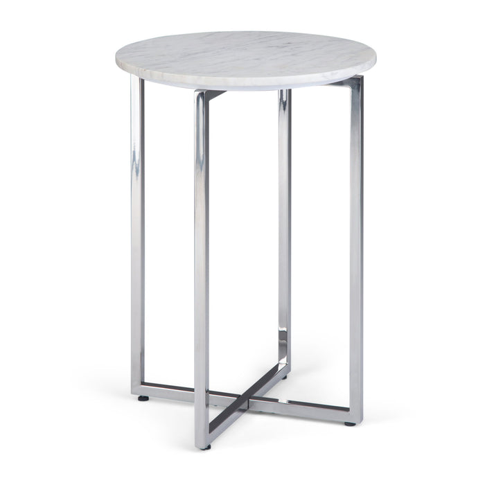Marsden - Side Table With Polished Base - White / Silver