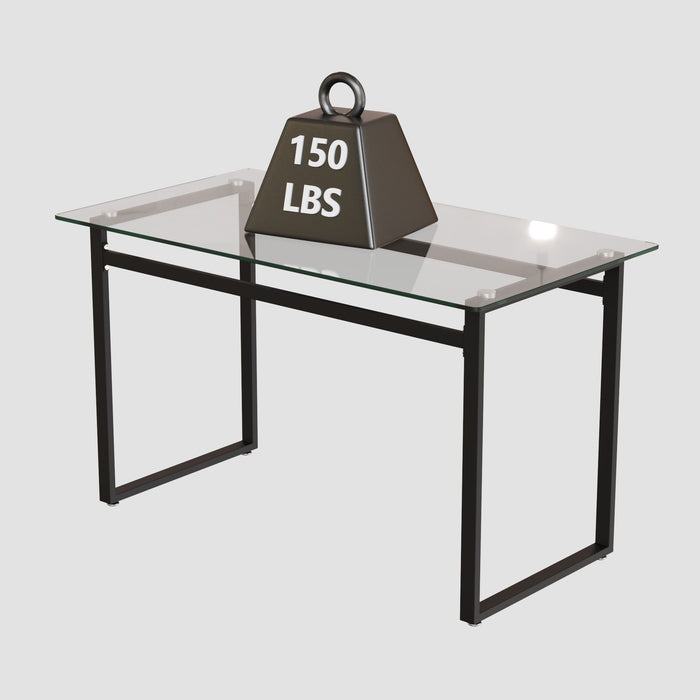 Modern Minimalist Rectangular Dining Table With Tempered Glass Top