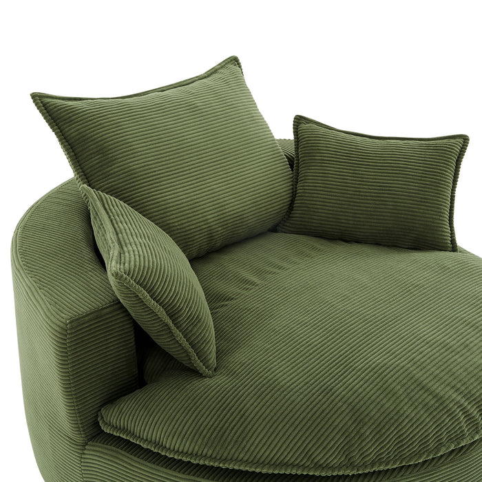 360° Swivel Accent Barrel Chair With Dual Layer Cushion And 3 Removable Pillows
