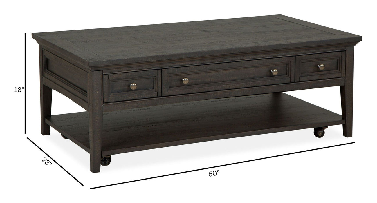 Westley Falls - Rectangular Cocktail Table With Casters - Graphite
