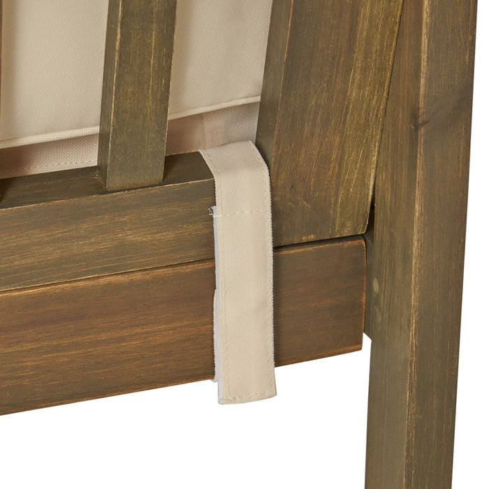 Casa Acacia Wood Club Chairs (Set of 2) With Water Resistant Cushions - Gray / Cream