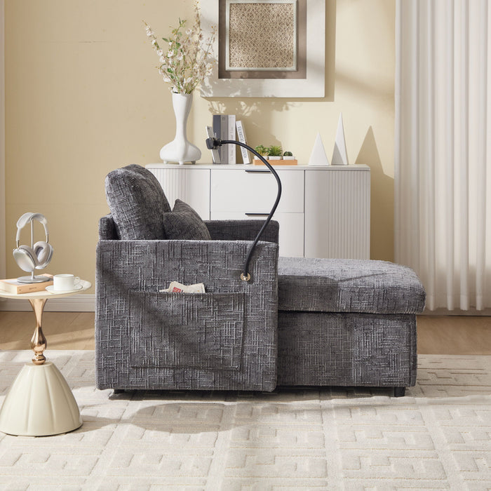 Multifunctional Chenille Recliner Sofa With Storage And Phone Bracket