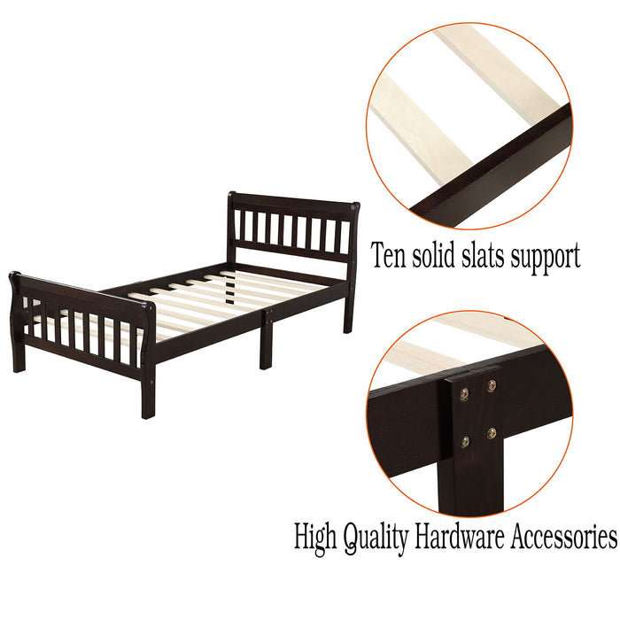 Platform Bed, Mattress Foundation Sleigh Bed With Headboard, Footboard, Slat Support