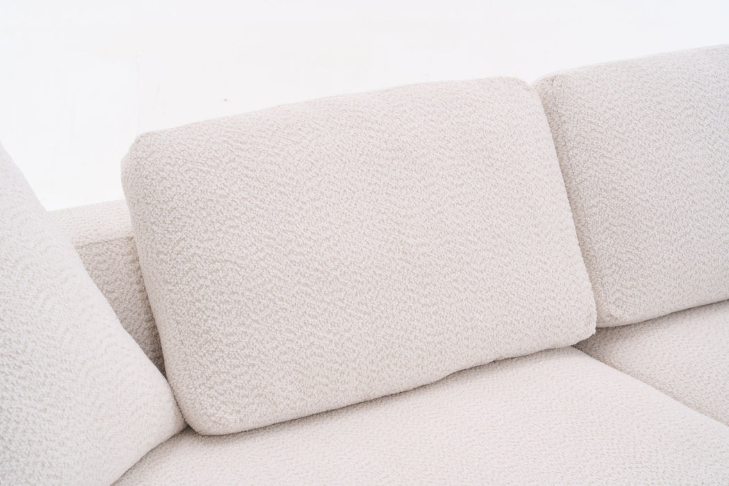 Compression Sofa: 4 Seater Combined Sofa, Crochet Yarn Fabric, Full Sponge Compression Sofa, Combined Sofa With 4 Pillows For Home Living / Home Furniture / Apartment - Beige