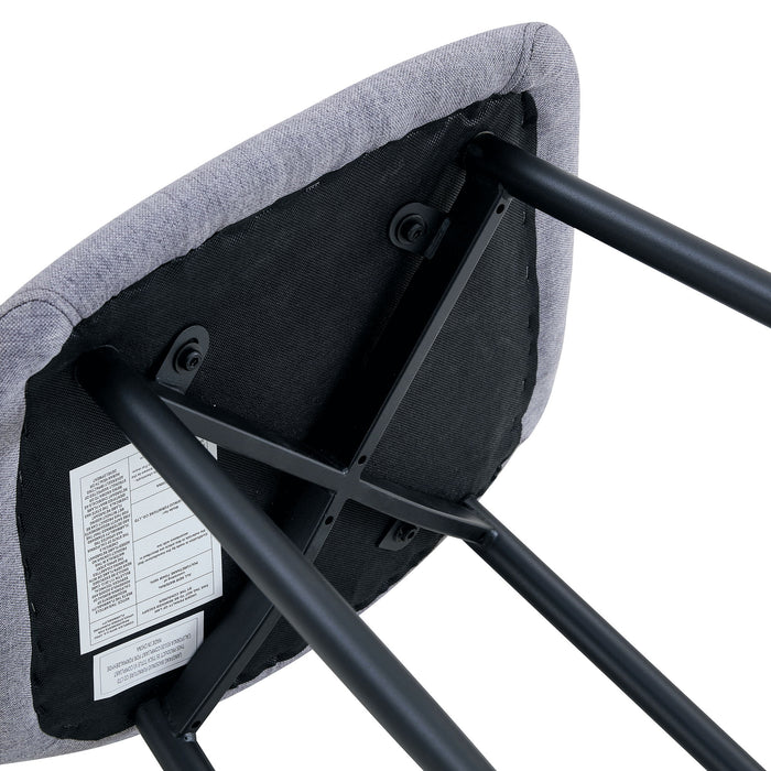 Luxury Simple Chair Linen Cotton High Resilience Dining Chair With Black Metal Legs (Set of 4) - Light Gray