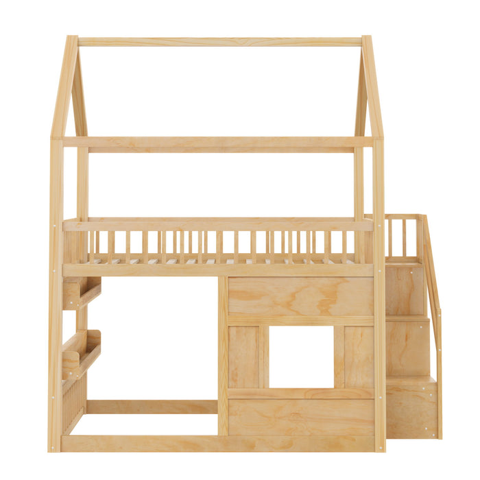 House Bed With Built-In LED Shelf Light