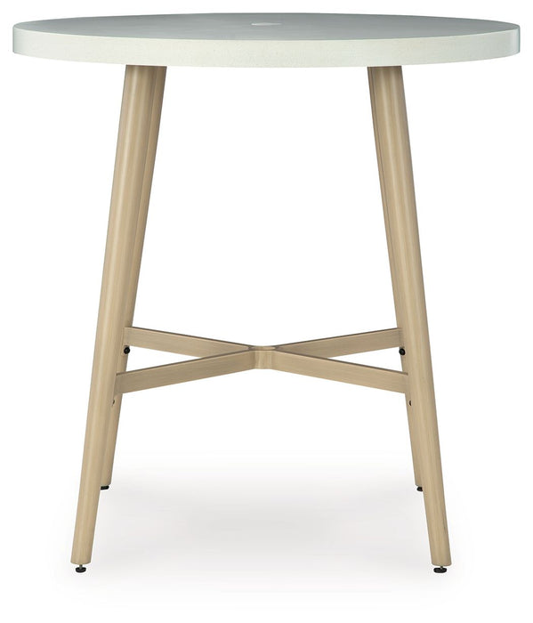Seton Creek - Round Bar Table With Umbrella Option - Beige