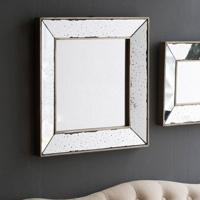 Distressed Accent Mirror, Traditional Style Framed Wall Mirror For Living Room