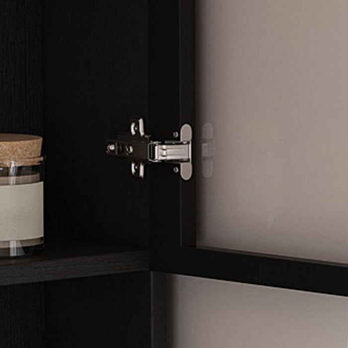 L-Shaped Computer Desk With Glass Cabinets, Built In LED Lights, USB Charging Ports