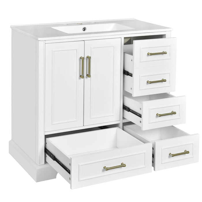 Traditional Bathroom Vanity With Soft Close Doors And Drawers