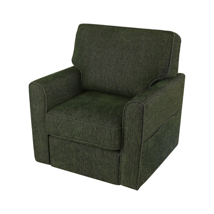 360° Swivel Accent Barrel Armchair With Side Pockets, Compact Design