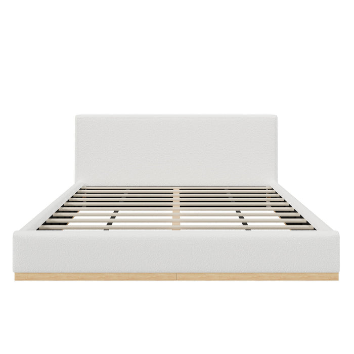 Queen Upholstered Bed - Natural / White