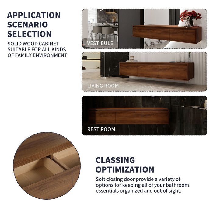 Modern Wall Mounted Bathroom Vanity With Resin Sink And Soft Close Drawer