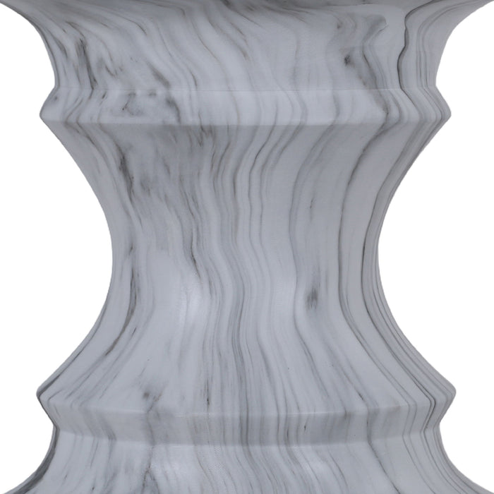 Geometric Round Outdoor End Table - Marble