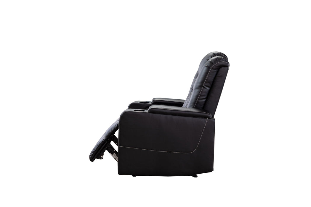New Design PU Material With Cup Hold Storage Usb Recliner - Black