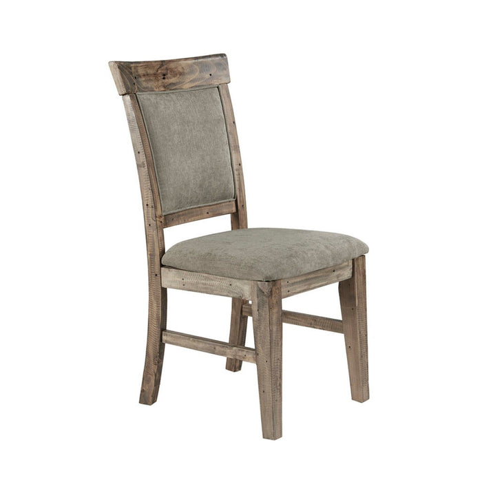 Dining Side Chair Set With Cushioned Back And Seat (Set of 2) - Weathered Gray / Natural