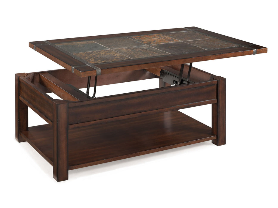 Roanoke - Rectangular Lift Top Cocktail Table (With Casters) - Cherry And Slate