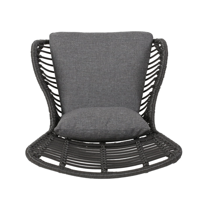 Modern Aesthetic Outdoor Rattan Accent Chair With Metal Legs