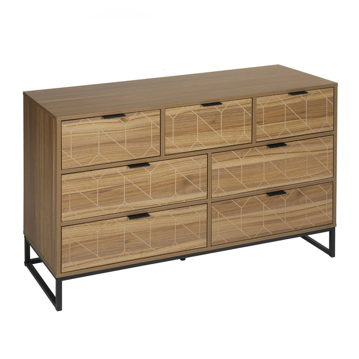 Modern 7 Drawer Dresser Cabinet - Walnut