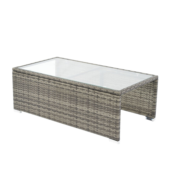 8 Piece Patio Sectional Wicker Rattan Outdoor Furniture Sof Set With One Storage Box Under Seat And Cushion Box - Gray / Black