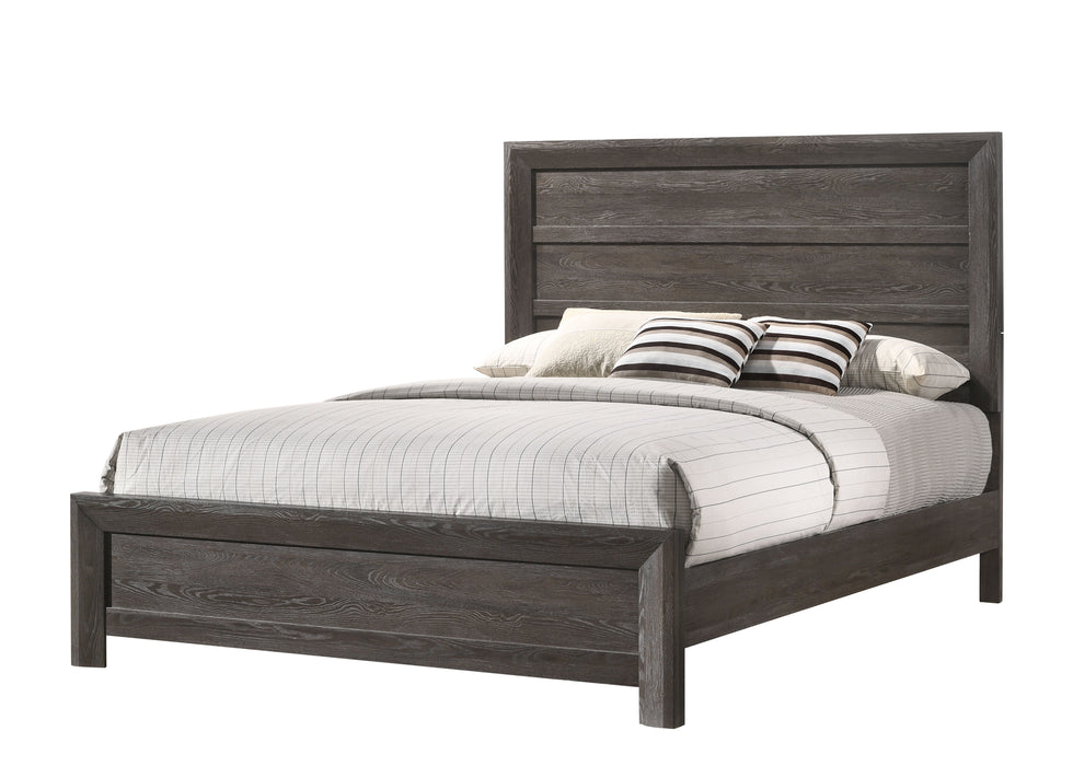 Rustic Wooden Bedroom Furniture King Size Panel Bed Gray Brown Finish Contemporary Style