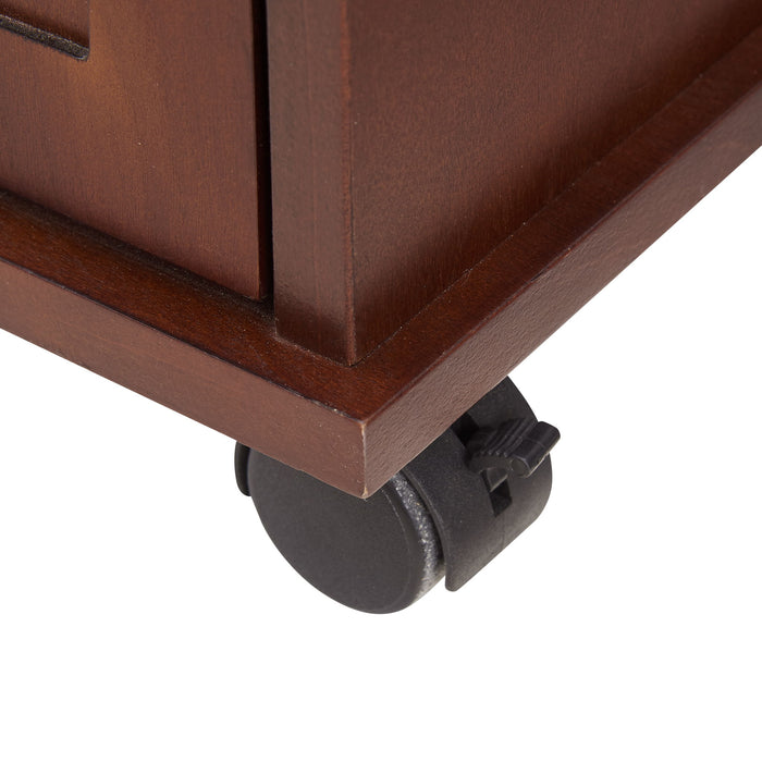 Traditional End Table With Charging Station, Narrow Side Table With USB Ports And Outlets - Red Walnut