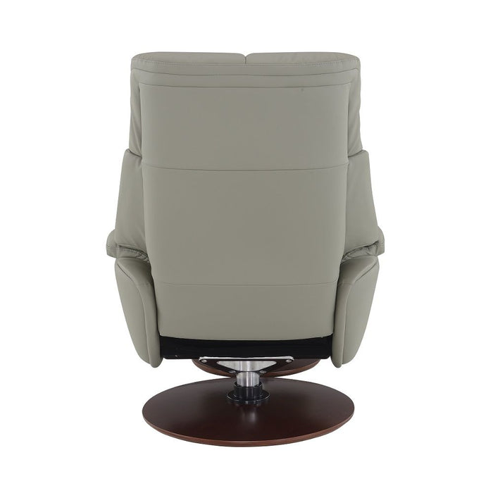 Kandoro - Motion Accent Chair With Swivel & Ottoman - Gray Leather & Brown Base