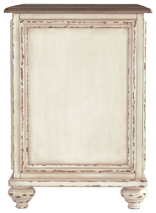 Realyn - Chair Side End Table - Insert Mirror - White / Brown