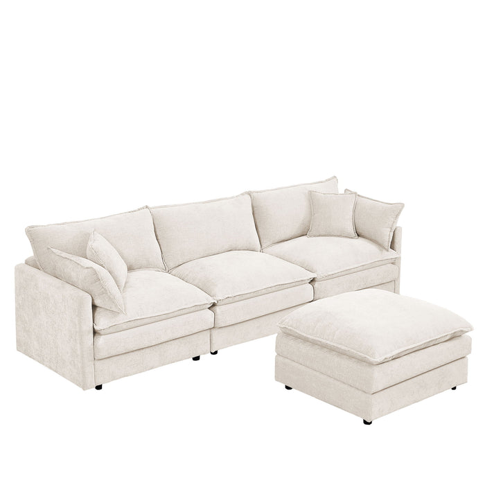 Contemporary Modular Sectional Sofa Set With Movable Ottoman