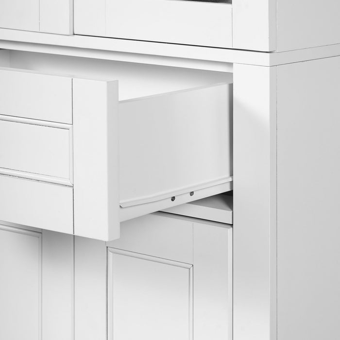 Bathroom Storage Cabinet, Adjustable Shelves & Drawer, Freestanding Linen Tower