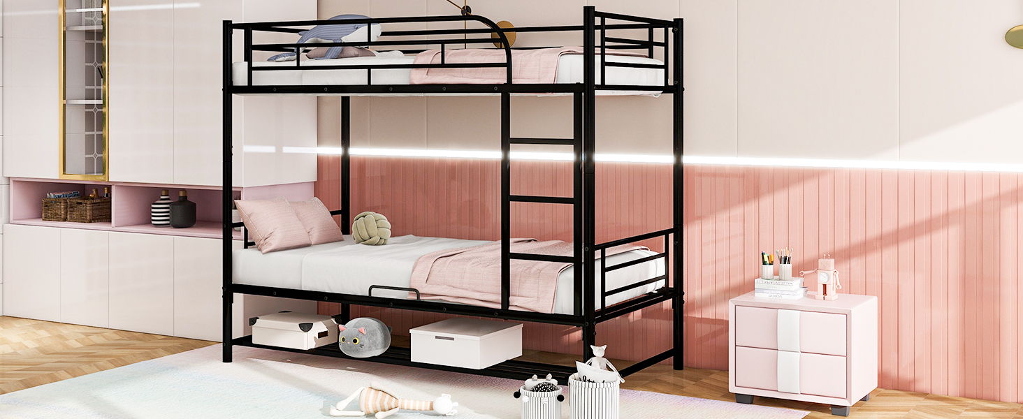 Metal Bunk Bed & Shelf And Guardrails