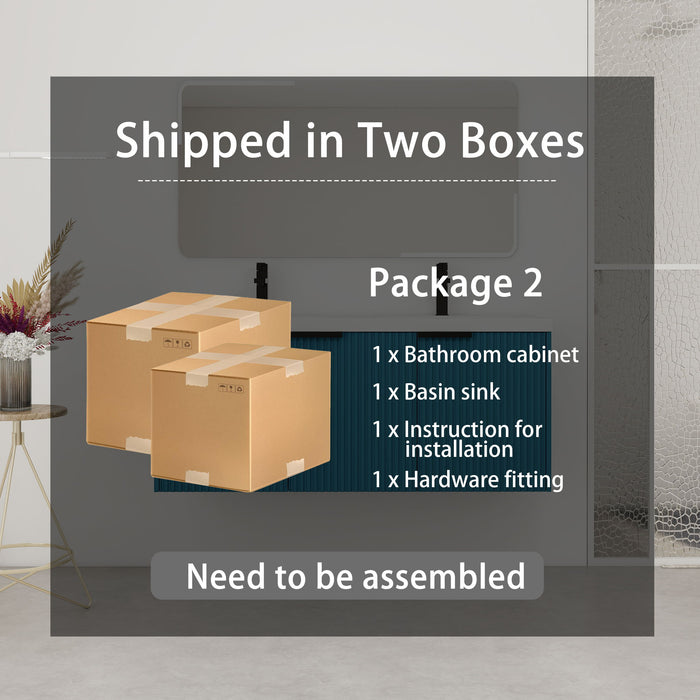 Contemporary Wall Mounted Bathroom Vanity With Resin Double Sink