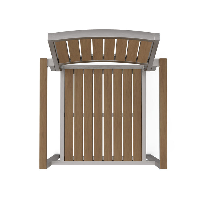 Stylish Modern Faux Wood & Aluminum Outdoor Dining Chairs, (Set of 2) - Natural