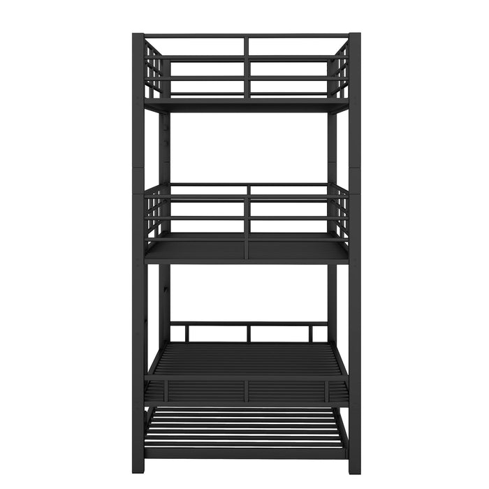 Triple Bunk Bed With Trundle, Heavy Duty Steel Construction