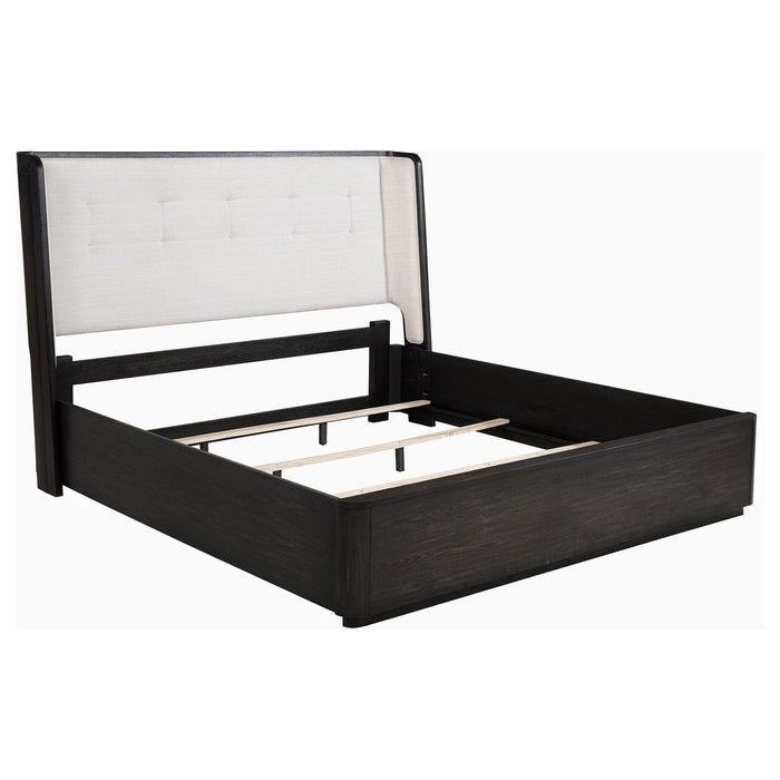 Leandro 55-inch Eastern King Wingback Bed Burnished Black
