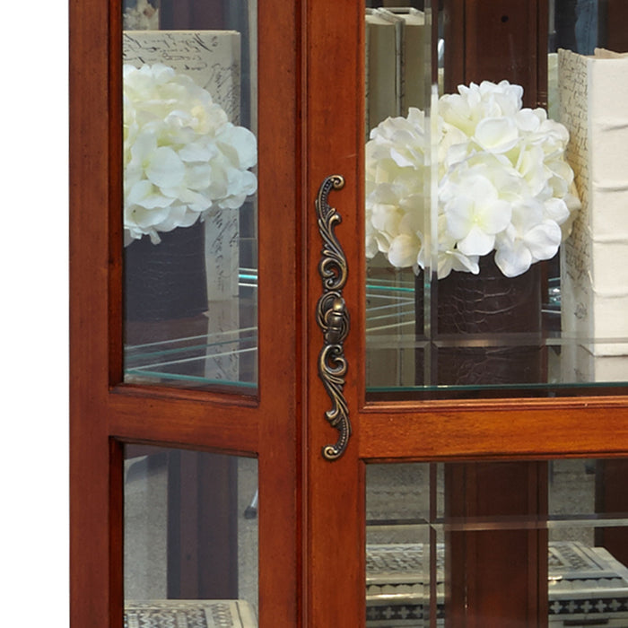 PFC Curios - Mirrored Corner Curio Cabinet - Warm Cherry Brown