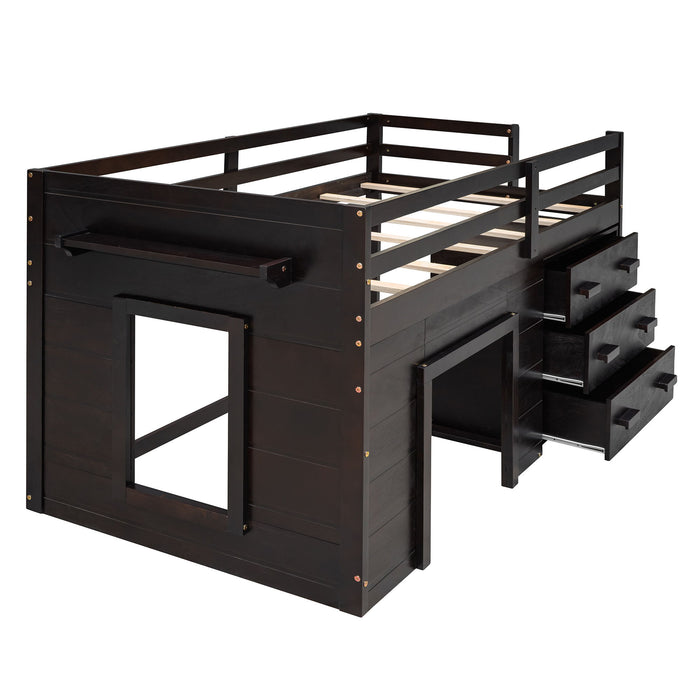 Loft Bed With Cabinet And Shelf