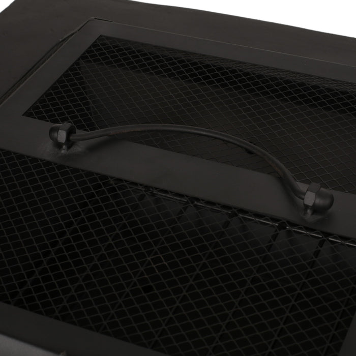 Outdoor Square Mgo Wood Burning Fire Pit - Dark Gray