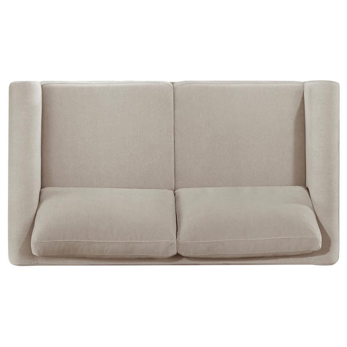 Islington - Fabric Upholstered Panel Arm Loveseat - Taupe