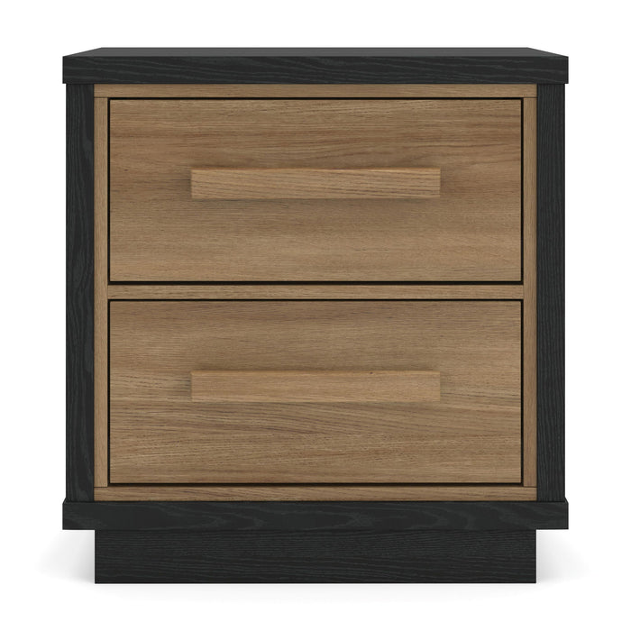Kozmour - Two Drawer Night Stand - Black / Brown