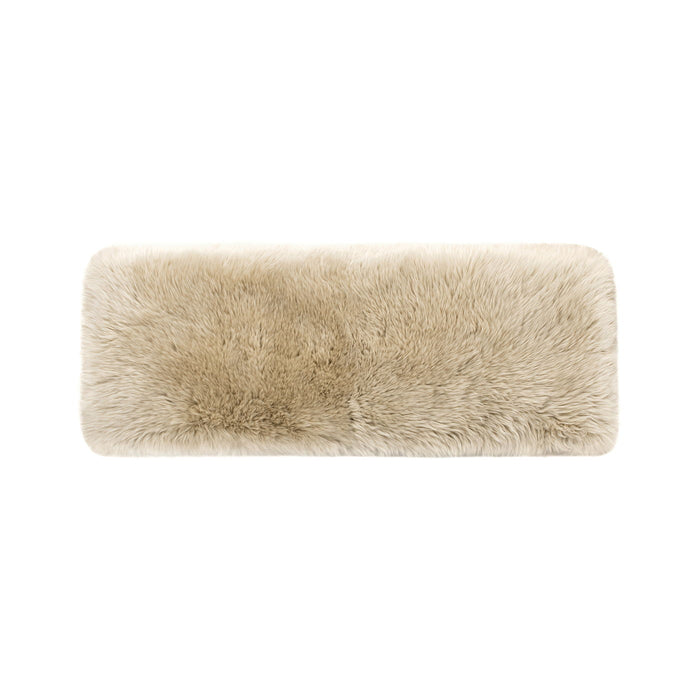Leda - Sheepskin Fur Rectangular Accent Bench - Natural Blonde