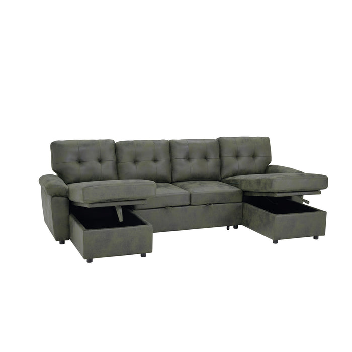 Convertible Sectional Sofa Bed With Pull Out Sleeper And Storage
