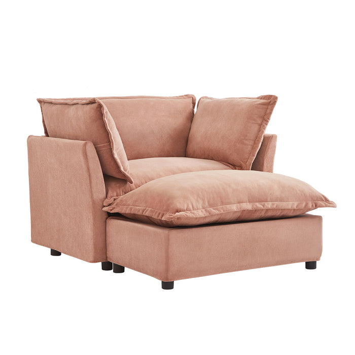 Modern Cozy Upholstered Armchair Sofa With Movable Ottoman