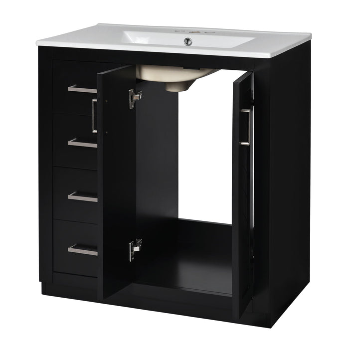 Ceramic Sink Combo, Freestanding Vanity Set With 3 Drawers & Soft Closing Doors
