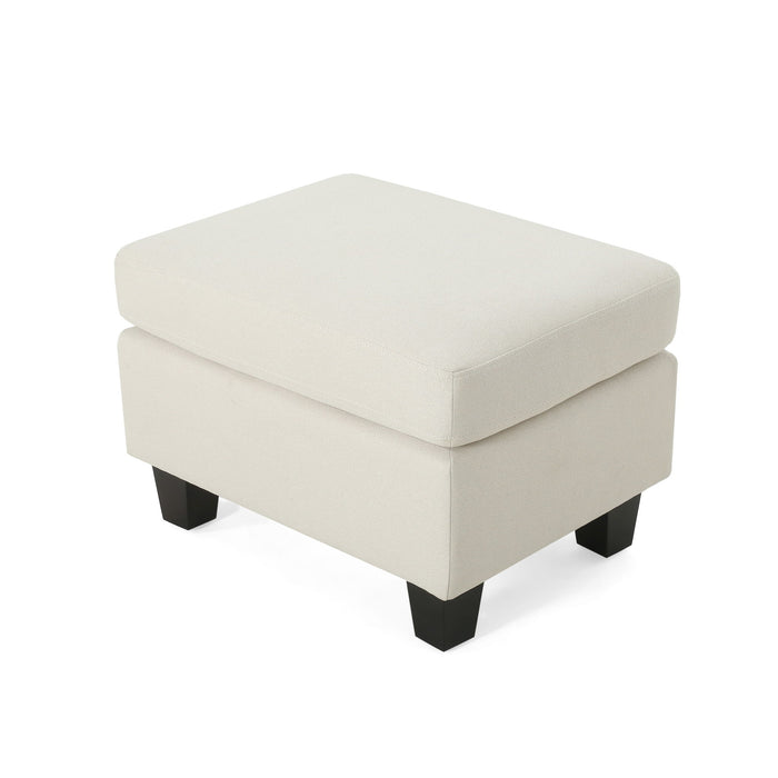 Springfield - Ottoman Contemporary Design Fabric Birch Wood Legs - Beige