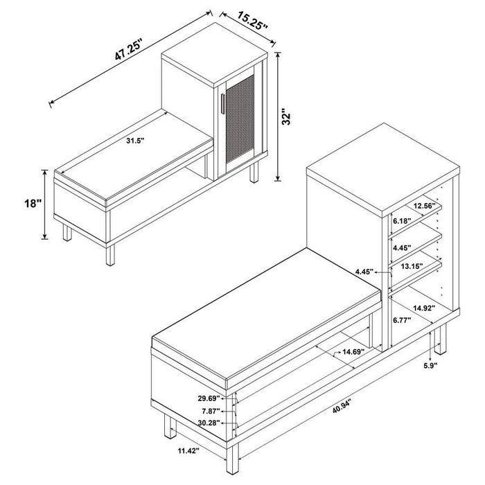 Teller - 1-Door Entryway Shoe Storage Bench - Natural Oak