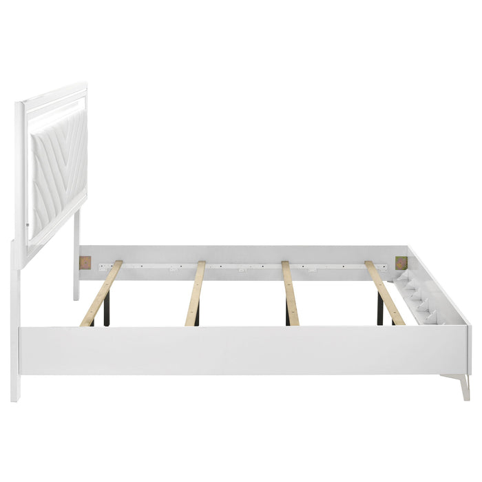 Cassia Eastern King LED Panel Bed White High Gloss