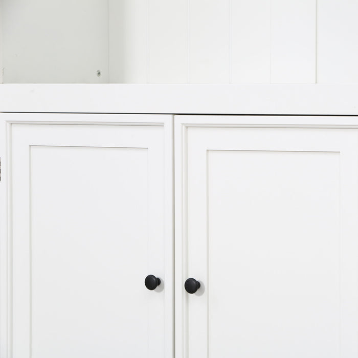 Retro Style 3 Piece Bookcase Display Cabinet With Adjustable LED Lighting, Tempered Glass Shelves - White